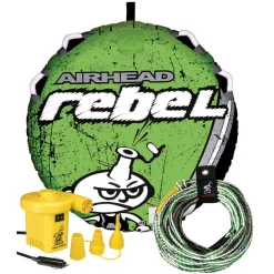 Airhead Rebel Kit | 1 Rider Towable Tube, Pump & Rope for Boating